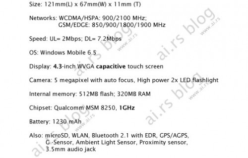 Specificaties HTC Leo uitgelekt